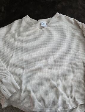 Aerie Offline Waffle V Neck - Cream